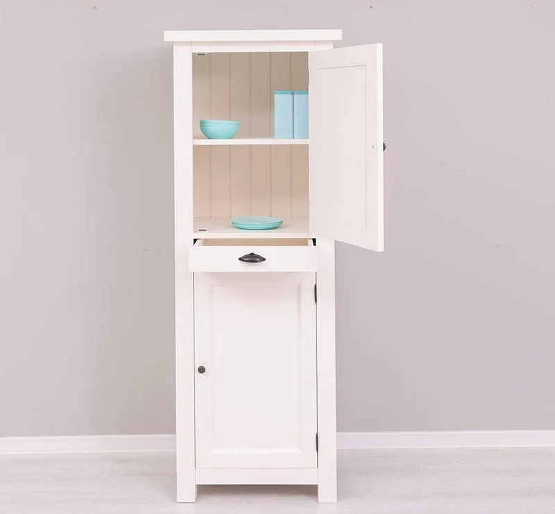 Zweitüriger Hochschrank aus Massivholz mit Schublade - Geschirrschrank