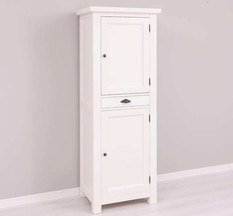 Zweitüriger Hochschrank aus Massivholz mit Schublade - Geschirrschrank
