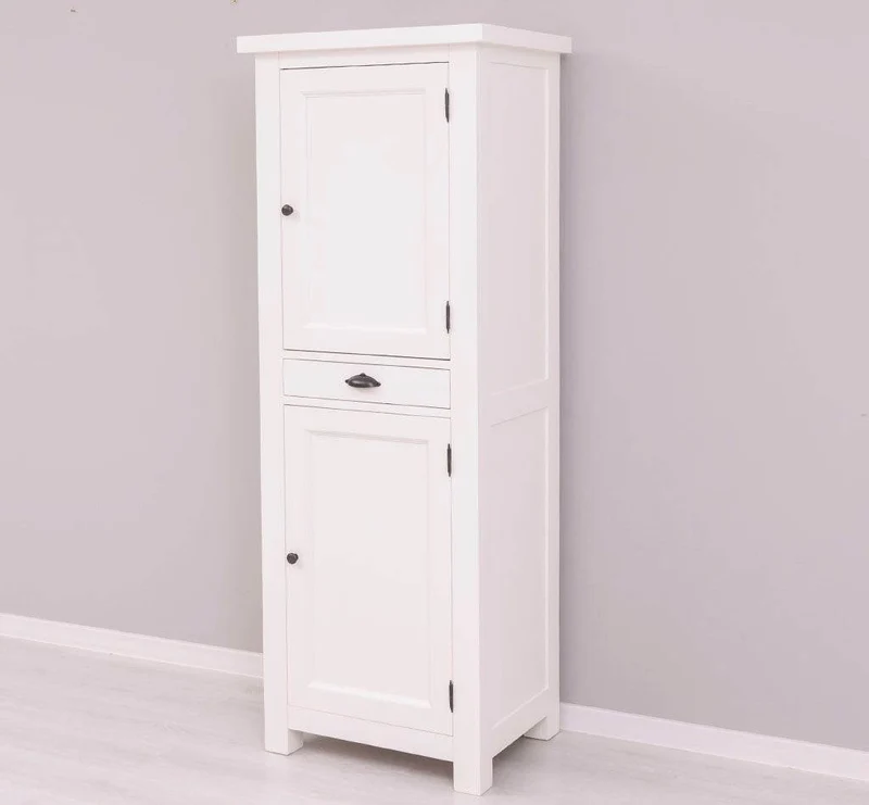 Zweitüriger Hochschrank aus Massivholz mit Schublade - Geschirrschrank
