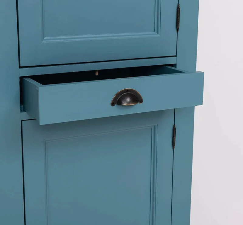 Zweitüriger Hochschrank aus Massivholz mit Schublade - Geschirrschrank