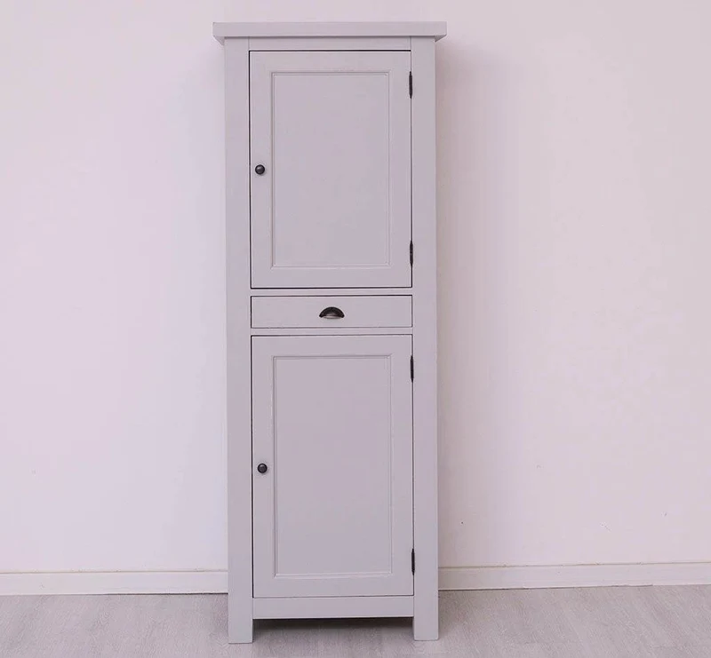 Zweitüriger Hochschrank aus Massivholz mit Schublade - Geschirrschrank