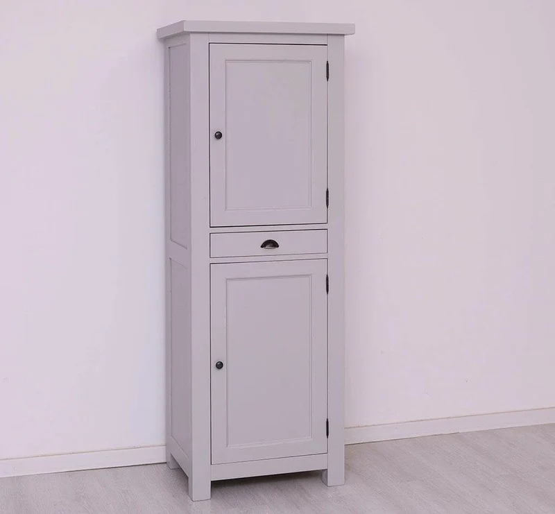 Zweitüriger Hochschrank aus Massivholz mit Schublade - Geschirrschrank