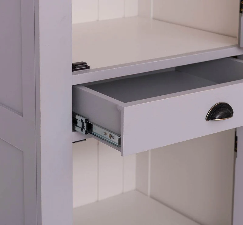 Zweitüriger Hochschrank aus Massivholz mit Schublade - Geschirrschrank