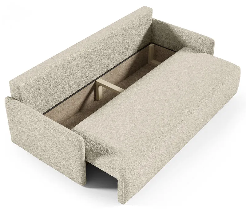 Ausziehbares Sofa Glove mit Bettkasten, beige Bouclé