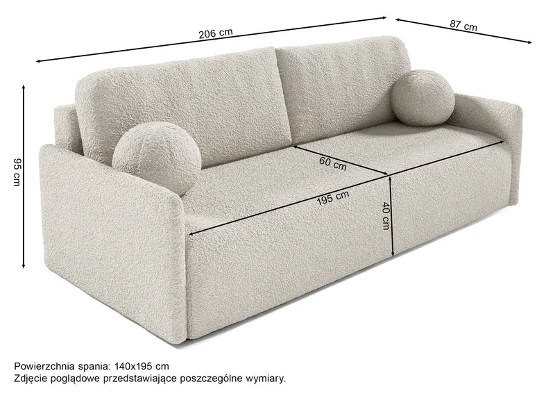 Ausziehbares Sofa Glove mit Bettkasten, beige Bouclé