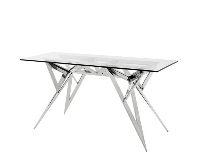 Casa Padrino Luxus Konsole - Exklusive Konsolentisch aus Edelstahl und Glas - 150 x 60 x H. 76 cm