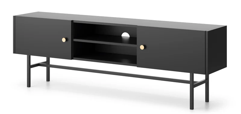 TV-Schrank Divenos, zweiflügelig, 155 cm mit Nischen, Schwarz