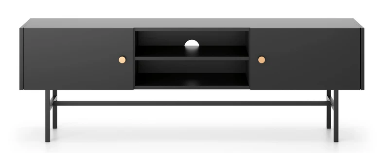 TV-Schrank Divenos, zweiflügelig, 155 cm mit Nischen, Schwarz