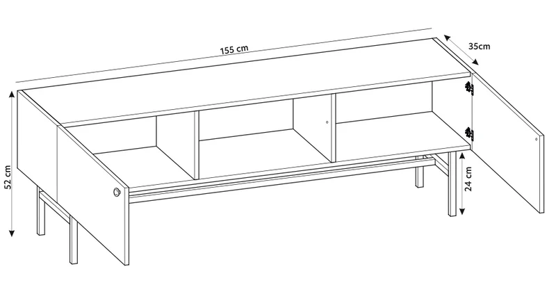 TV-Schrank Divenos, zweiflügelig, 155 cm mit Nischen, Schwarz