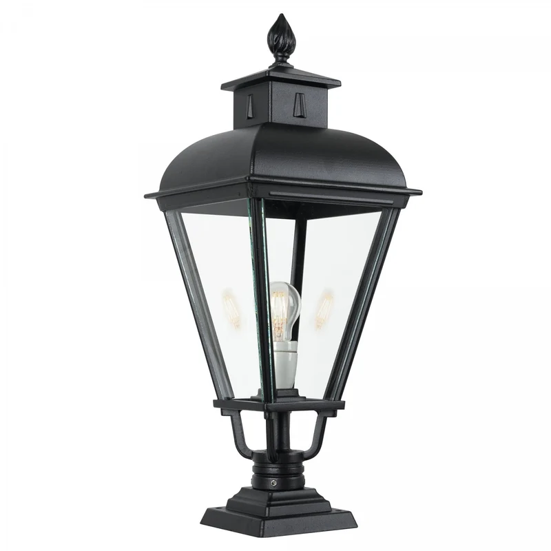 Casa Padrino Jugendstil Sockelleuchte 26 x 26 x H. 66 cm - Schwarz - Nostalgische Wetterfeste Außenleuchte