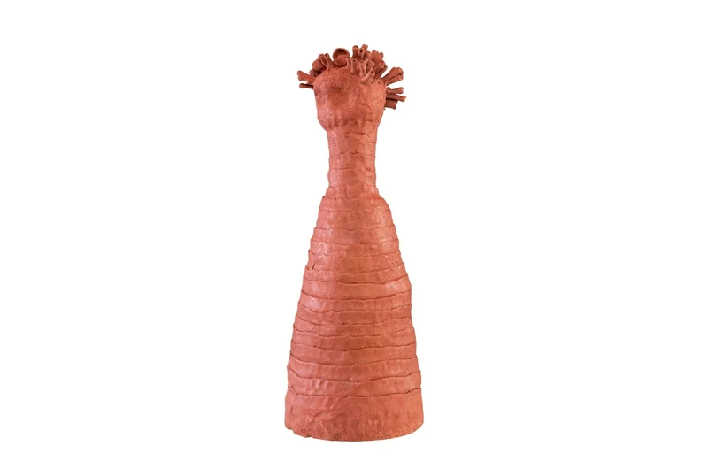 Casa Padrino Luxus Deko Skulptur Koralle Terrakottafarben 30 x 30 x H. 65 cm - Durchbrochene Terrakotta Skulptur in organischer Korallenform - Luxus Deko Accessoires