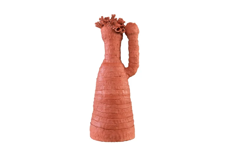 Casa Padrino Luxus Deko Skulptur Koralle Terrakottafarben 30 x 30 x H. 65 cm - Durchbrochene Terrakotta Skulptur in organischer Korallenform - Luxus Deko Accessoires