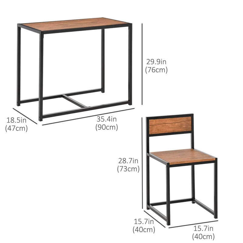2-Person Industrial Dining Table Set – Kitchen Table with 2 Chairs for Small Spaces (United States & Canada Delivery Only)