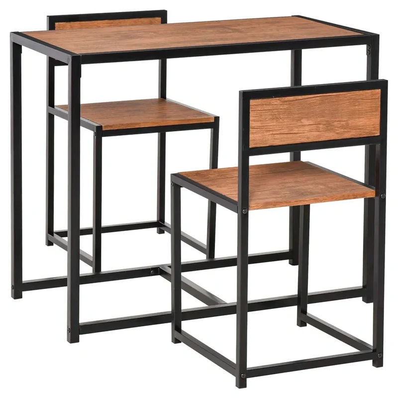 2-Person Industrial Dining Table Set – Kitchen Table with 2 Chairs for Small Spaces (United States & Canada Delivery Only)