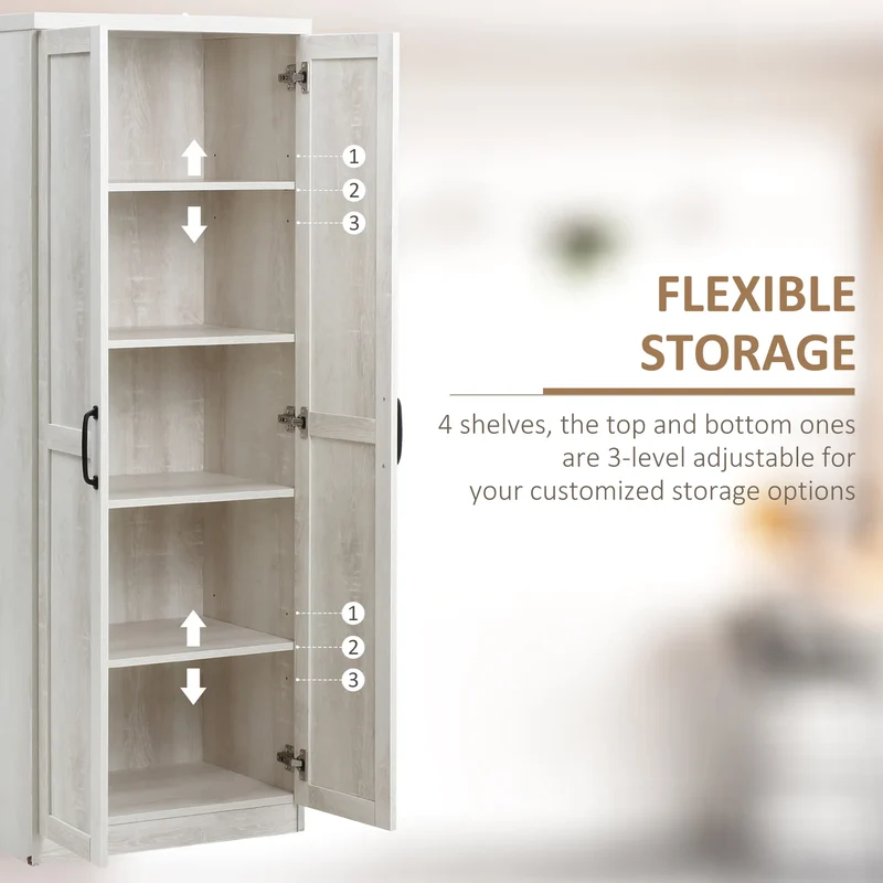 63-Inch Kitchen Pantry Cabinet – 5-Tier Storage Cabinet with Doors & Adjustable Shelves (Canada & United States Delivery Only)