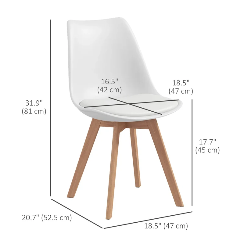 Set of 4 Modern Dining Chairs – Rubber Wood Kitchen Chairs with PU Leather Cushions (United States & Canada Delivery Only)