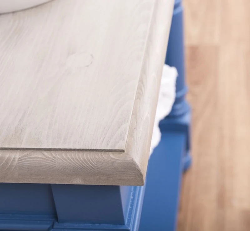 Casa Padrino Landhausstil Badezimmer Set Blau / Hellgrau - 1 Waschtisch & 1 Wandspiegel - Massivholz Badezimmer Möbel im Landhausstil