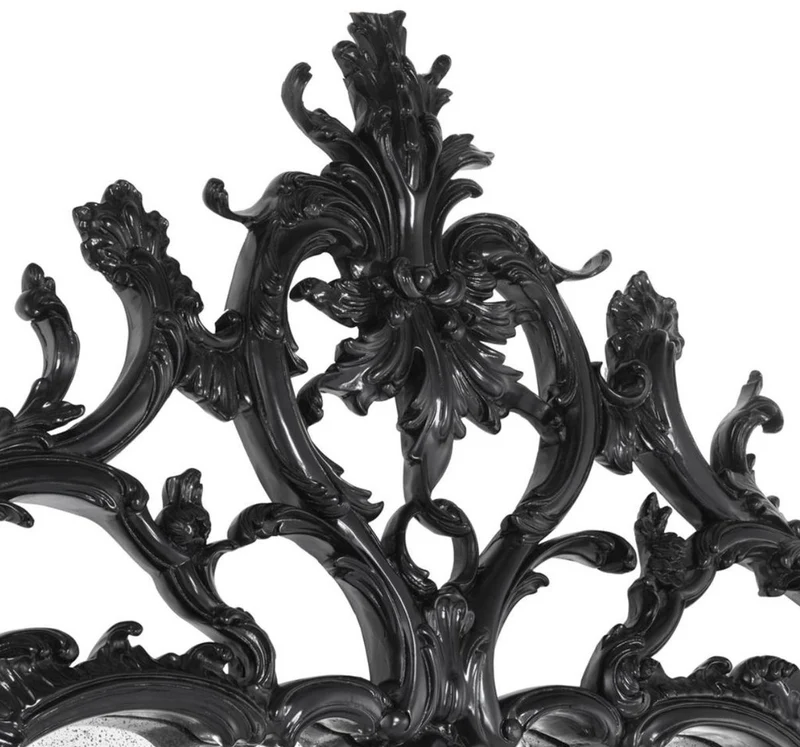 Casa Padrino Luxus Barockstil Wohnzimmer Wandspiegel Schwarz 102 x H. 174 cm - Limited Edition