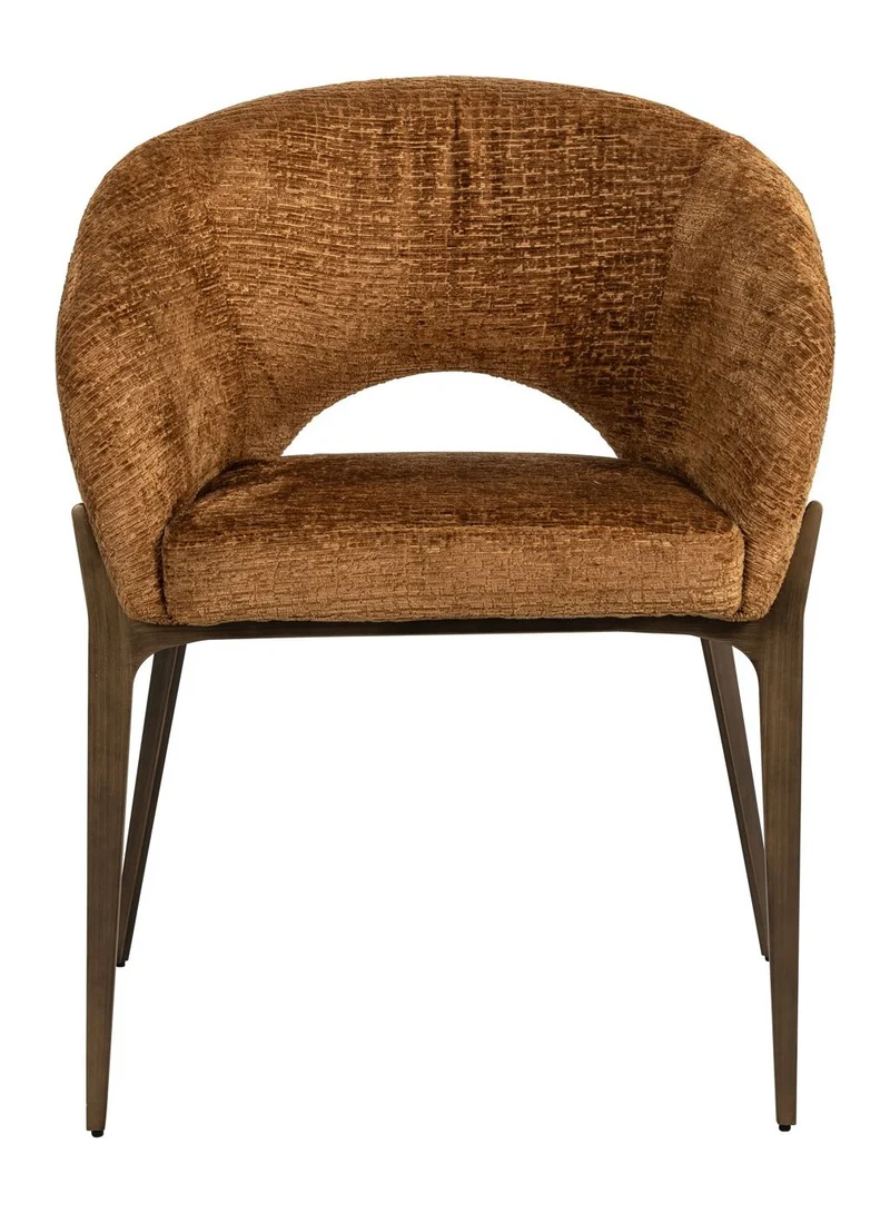 Esszimmerstuhl Kenzi cognac fusion mit Polsterbezug und Metallbeinen