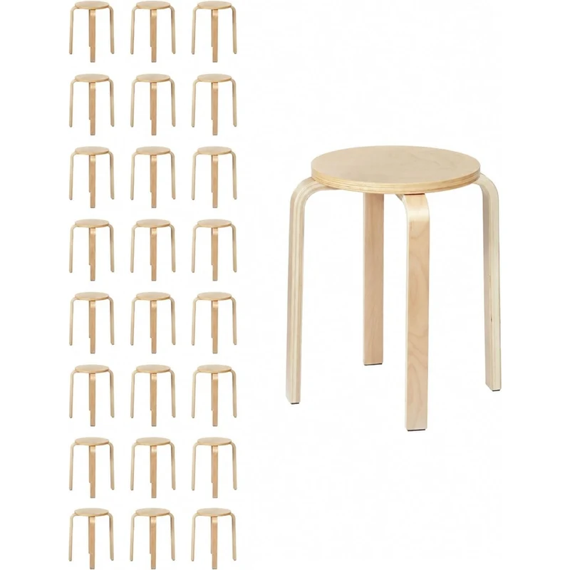 24er-Set stapelbare Holzhocker mit runder