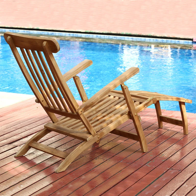 Teak Liegestuhl KURSI Teak Sonnenliege Deckchair