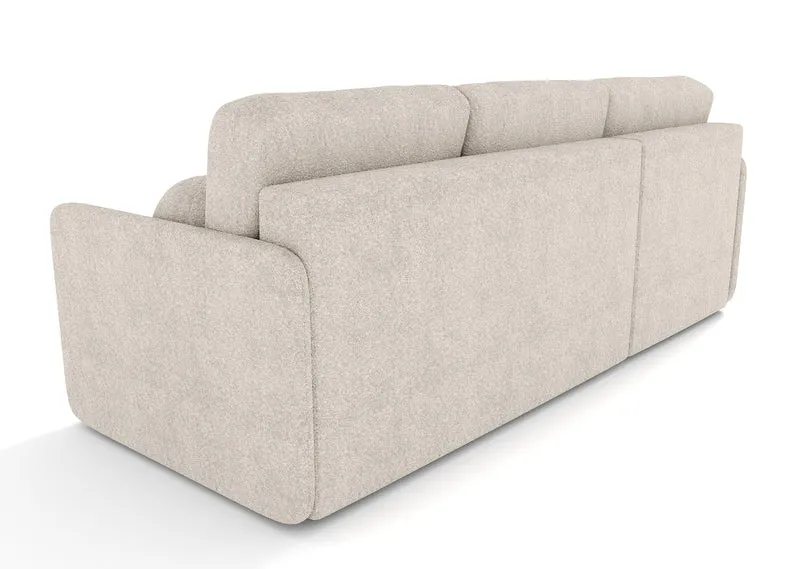 Ecksofa mit Schlaffunktion Bloom, L-förmig, mit Stauraum, beige Bouclé, universell einsetzbar
