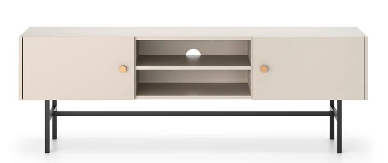 TV-Schrank Divenos, zweiflügelig, 155 cm mit Nischen, Grau-Beige