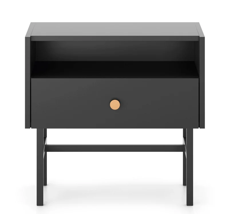 Nachttisch Divenos mit Schublade 54 cm Schwarz