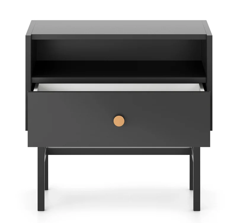 Nachttisch Divenos mit Schublade 54 cm Schwarz