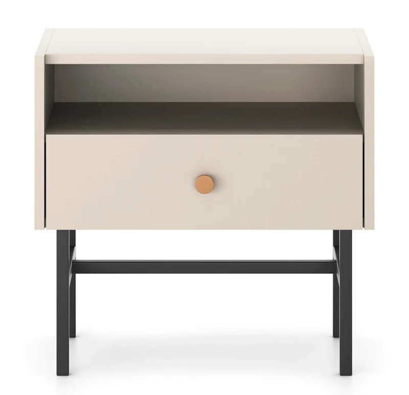 Nachttisch Divenos mit Schublade 54 cm Grau-Beige