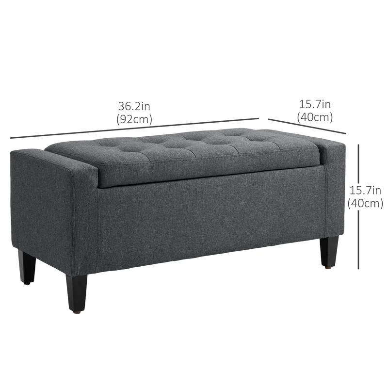 Linen Storage Ottoman Bench – Tufted Upholstered Accent & Seating Bench (United States & Canada Delivery Only)