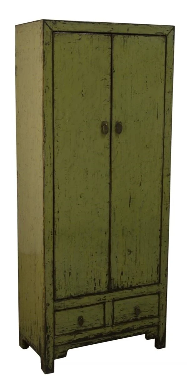 Casa Padrino Landhausstil Schrank Antik Stil Grün 75 x 40 x H. 180 cm aus Kiefernholz