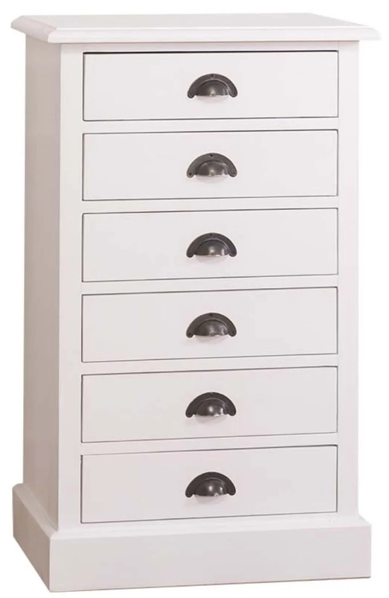 Casa Padrino Landhausstil Kommode mit 6 Schubladen, Weiß, 60 x 41 x H. 97 cm