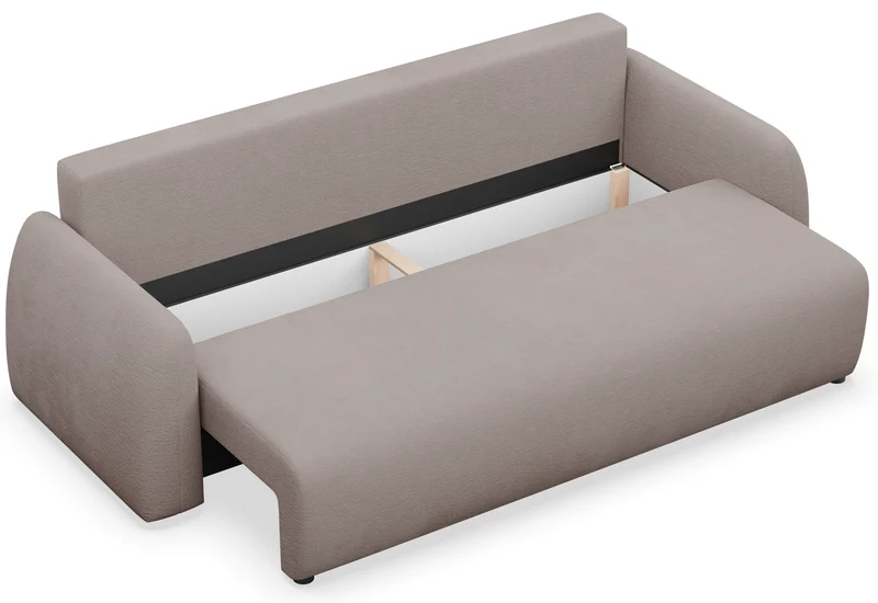 Dreisitziges Schlafsofa Nubelle mit Stauraum, dunkelbeige, hydrophobes Chenillegewebe