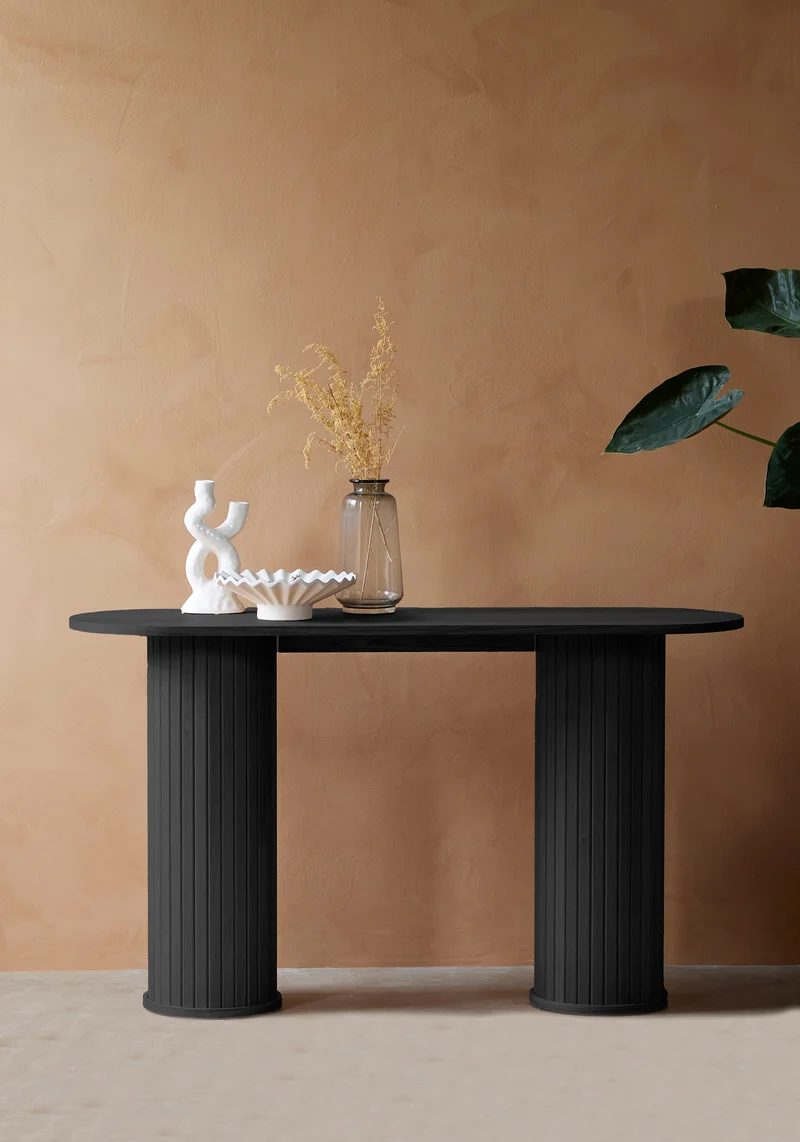 Gativel Konsole 130 cm Lamellen Eiche Schwarz