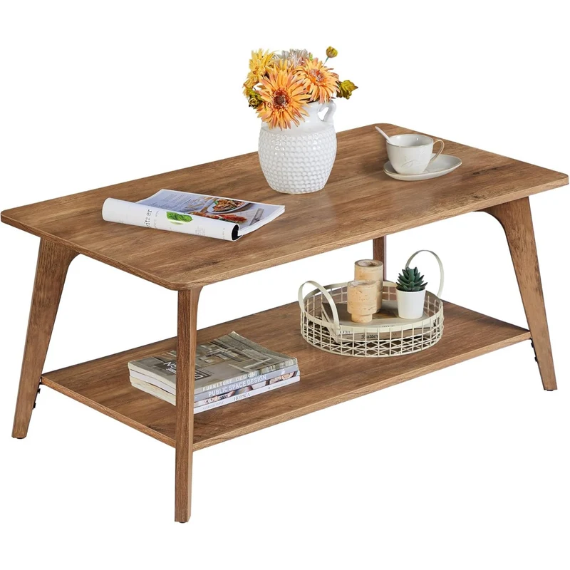 Couchtisch mit 2 Ebenen und Stauraum, 55 ¡Á 100 ¡Á 45 cm,