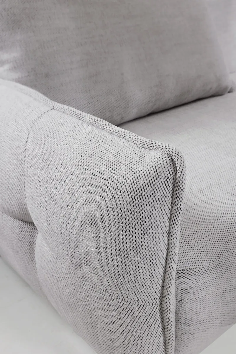 Ecksofa mit Schlaffunktion Oblivio Mini, L-förmig, rechtsseitig, mit Stauraum, hellgrauer Flechtstoff