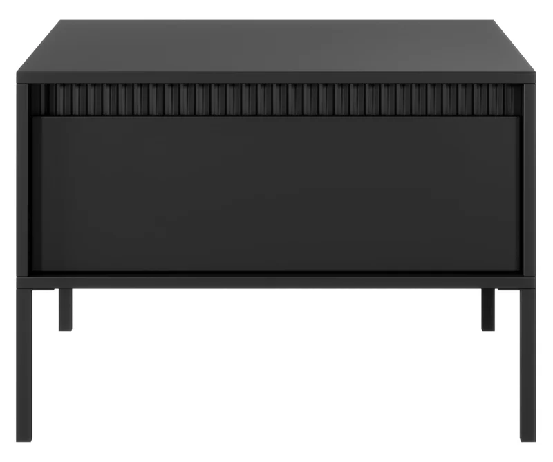 Couchtisch Falsetto mit Schublade und geriffelter Front 68x68 cm schwarz