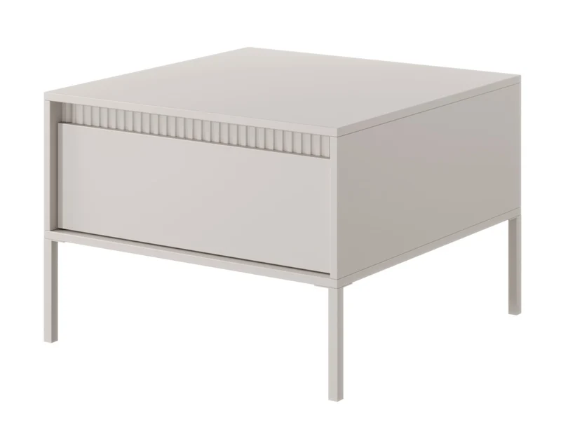 Falsetto Couchtisch mit Schublade und geriffelter Front 68x68 cm beige