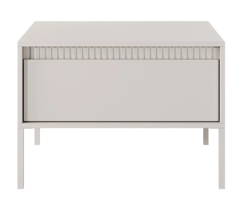 Falsetto Couchtisch mit Schublade und geriffelter Front 68x68 cm beige
