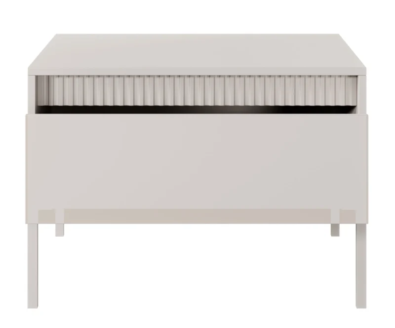 Falsetto Couchtisch mit Schublade und geriffelter Front 68x68 cm beige
