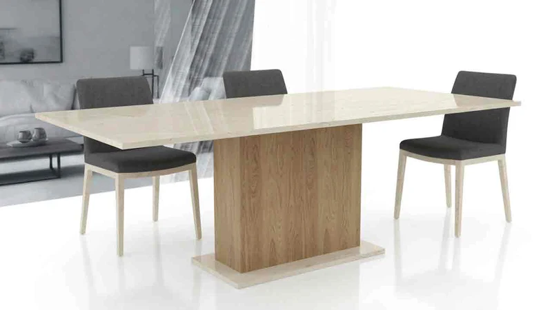 Esstisch Kitts mit Silestone Calacatta Tova und Eichen-Sockel online konfigurieren