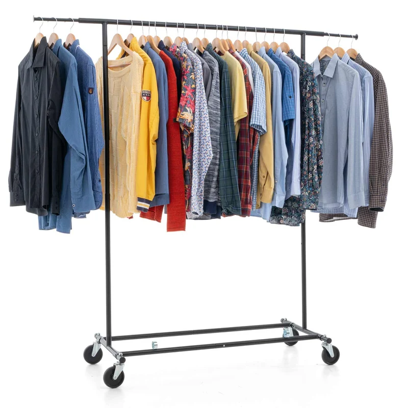 Tatkraft Derek & Big, Set, Schwerlast Kleiderständer mit Abdeckung, auf Rollen, bis 100 Kg, Profi, Stoffschrank, Faltbar und Verstellbar, Stahl