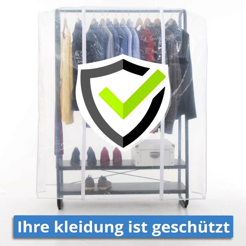 Tatkraft Anneli & Anwalt – Schwerlast-Kleiderständer mit Abdeckung, bis 170 kg, mit 2 Ablagen