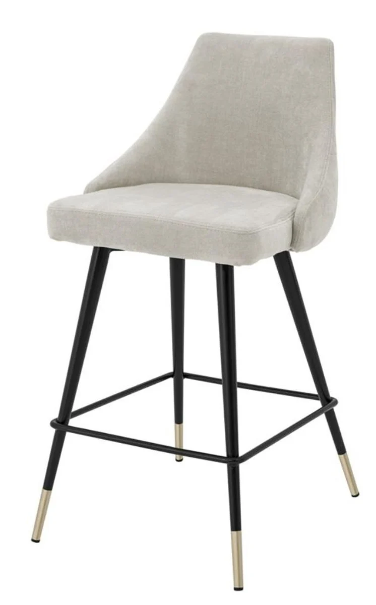 Casa Padrino Luxus Barstuhl im modernen Design Sandfarben und Schwarz 47 x 52 x H. 91 cm