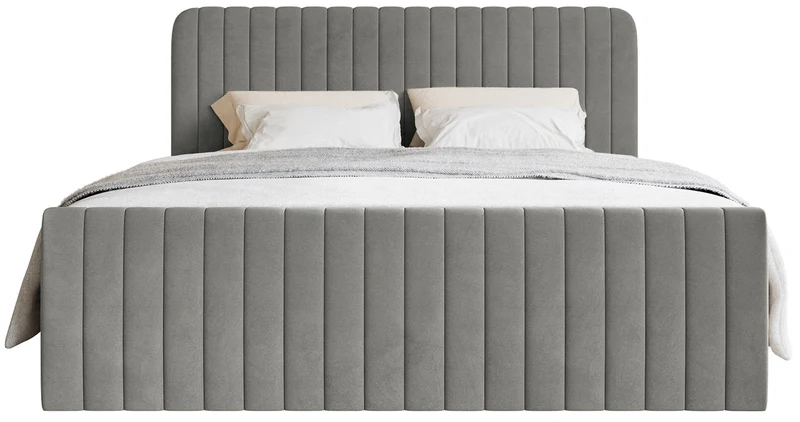 Kontinentales Bett 200x200 cm Saliano mit Stauraum und Topper, grauer Samt