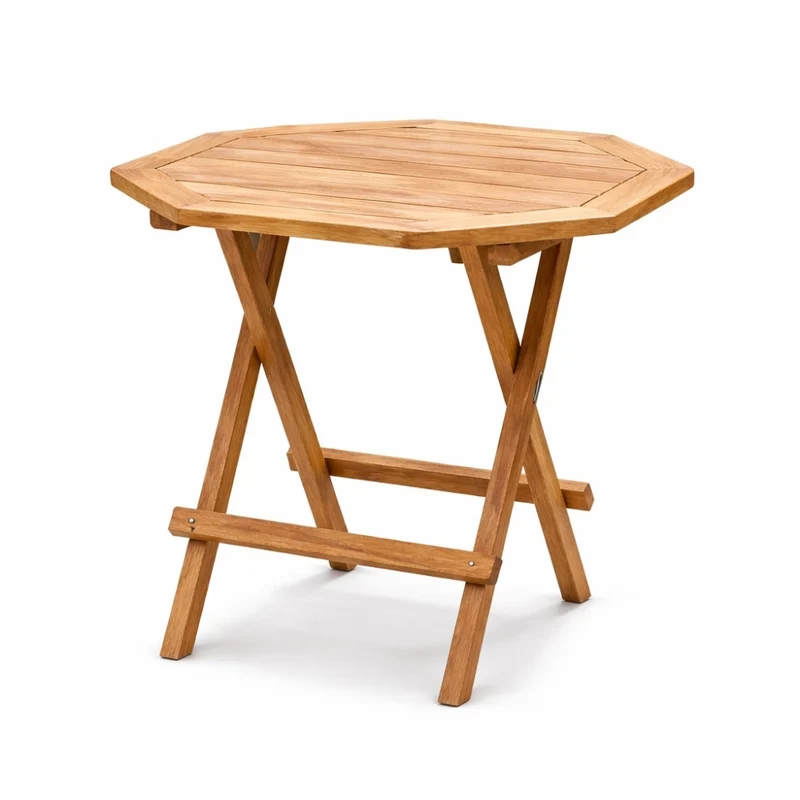 Teak Klapptisch KURSI-Okto 50cm Natural Massivholz Beistelltisch Outdoor