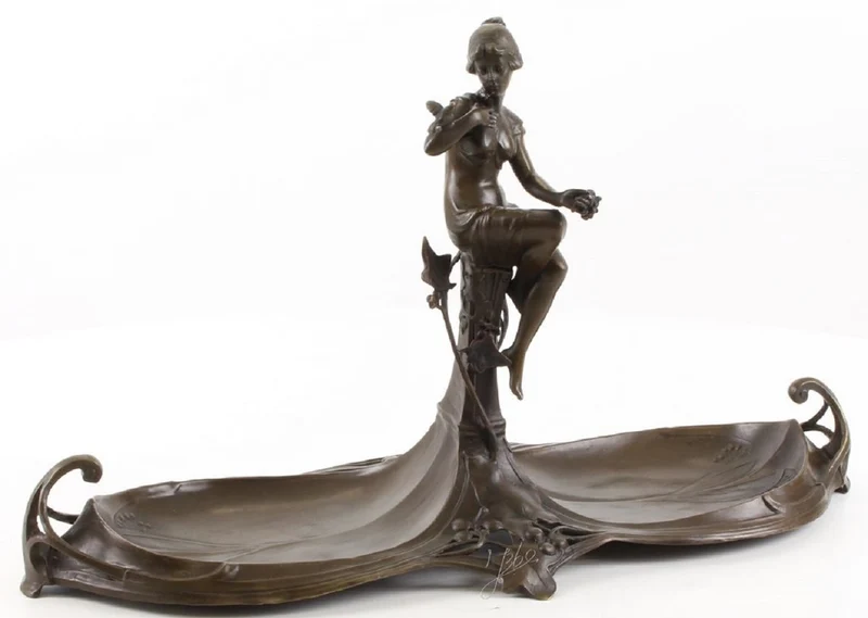 Casa Padrino Jugendstil Doppel Serviertablett Bronze 43,9 x 16,9 x H. 25 cm - Gastronomie Accessoires