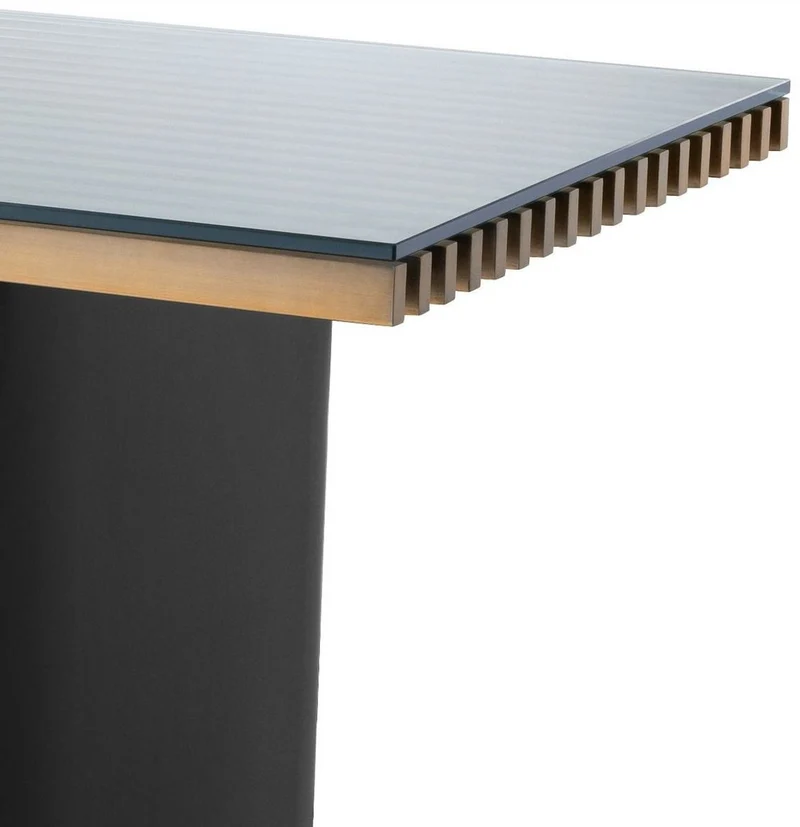 Casa Padrino Luxus Schreibtisch mit Glasplatte Messing / Schwarz 180 x 78,5 x H. 76 cm - Luxus Qualität - Büromöbel