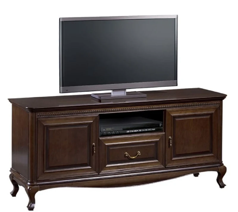 Casa Padrino Luxus Jugendstil Sideboard Dunkelbraun 152 x 45,6 x H. 68,2 cm - Fernsehschrank mit 2 Türen und Schublade - Wohnzimmermöbel
